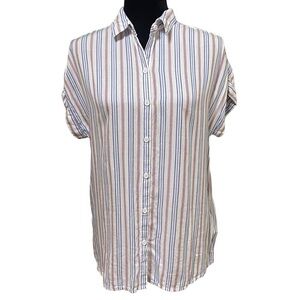 Beach Lunch Lounge Spencer Striped Button Shirt Nautical Top XS